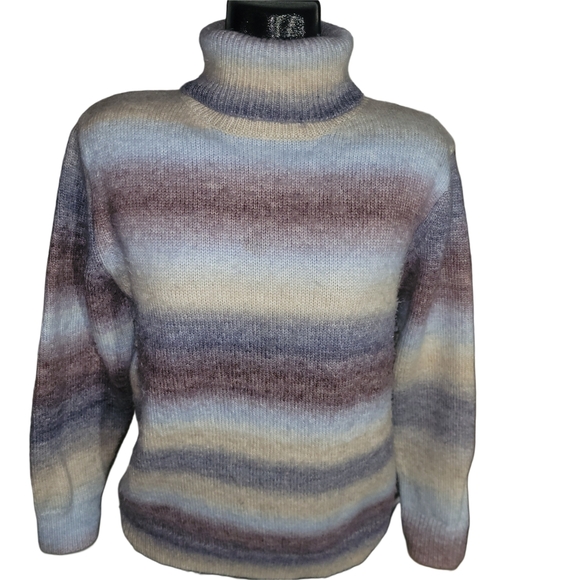 Creations Sweaters - Creations Ombre Striped Wool Blend Turtleneck Sweater S